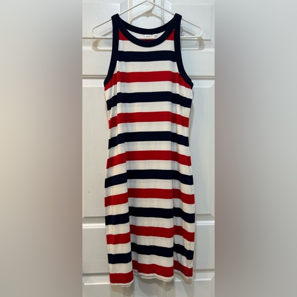 GAP Dresses & Skirts - Women's Cotton Blend Dress Patriotic Red White Navy Sleeveless Popover Sz M